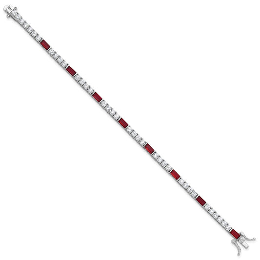 Shop Stylish Rhodium-Plated Sterling Silver Tennis Bracelet, 7.25" CZ Value