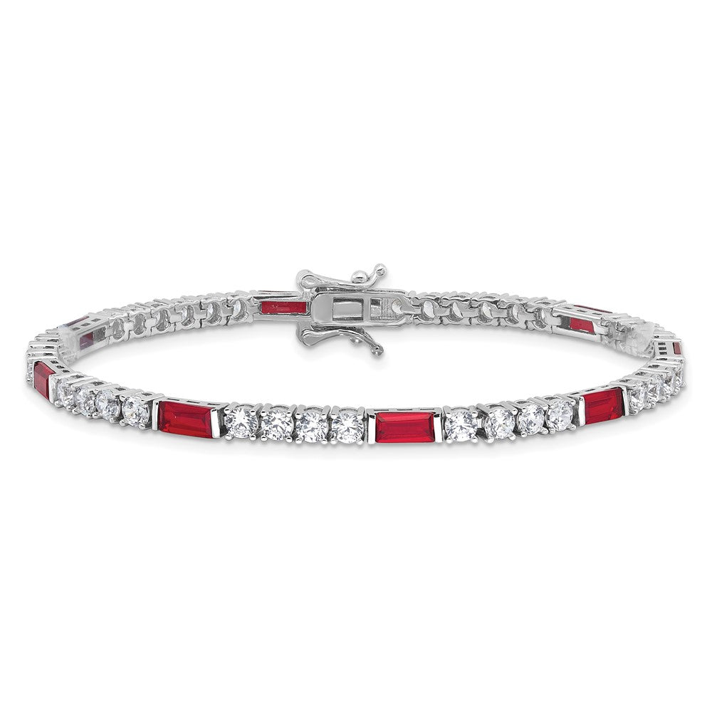 Shop Stylish Rhodium-Plated Sterling Silver Tennis Bracelet, 7.25" CZ Value