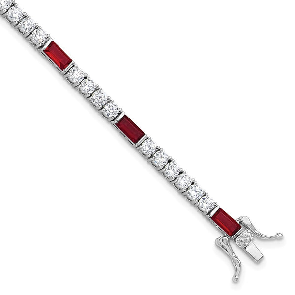 Rhodium-Plated Sterling Silver Tennis Bracelet, 7.25" CZ