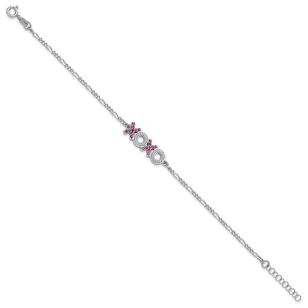 Sterling Silver Rhodium-Plated CZ Bracelet - 7.25" + 1" Extender