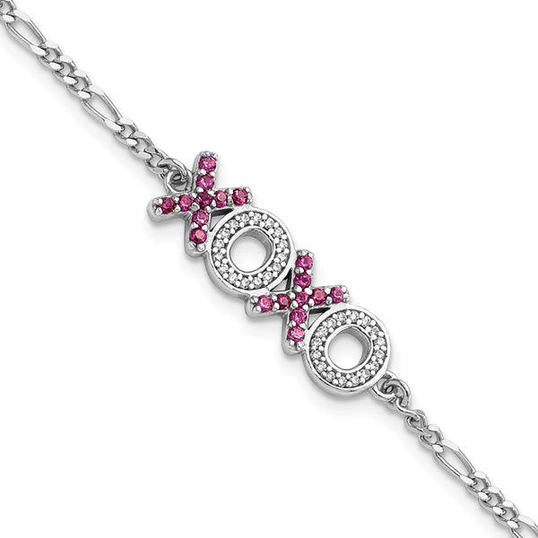 Sterling Silver Rhodium-Plated CZ Bracelet - 7.25" + 1" Extender