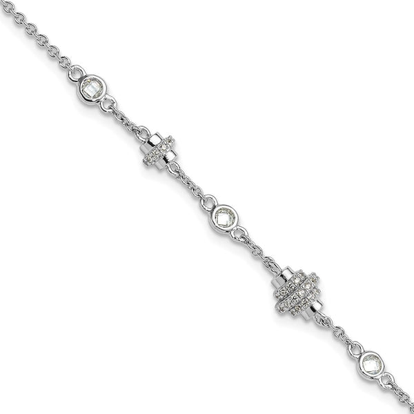Rhodium-Plated Sterling Silver CZ Bracelet - 7" + 1" Extension - Style GR1-1008522