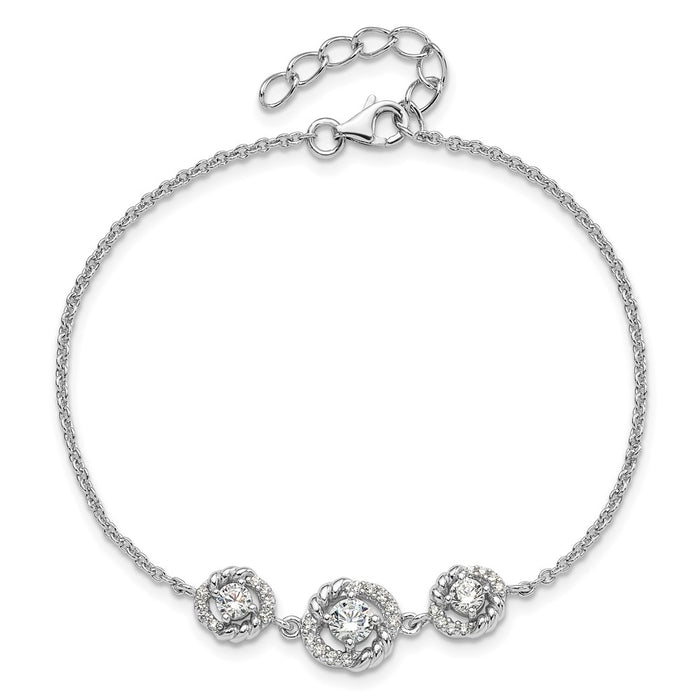 Shop Stylish Rhodium-Plated Sterling Silver Fancy CZ Bracelet - 7" Long, 1" Extender-4