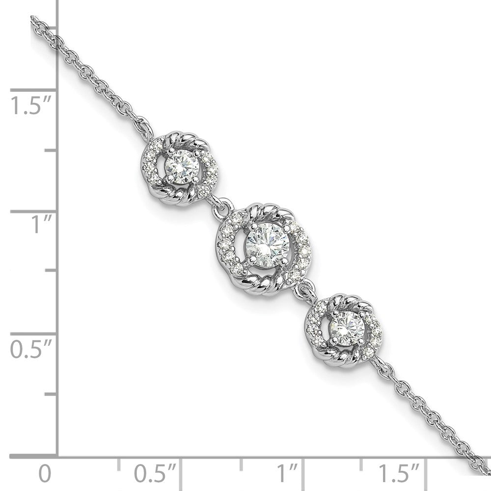 Shop Stylish Rhodium-Plated Sterling Silver Fancy CZ Bracelet - 7" Long, 1" Extender