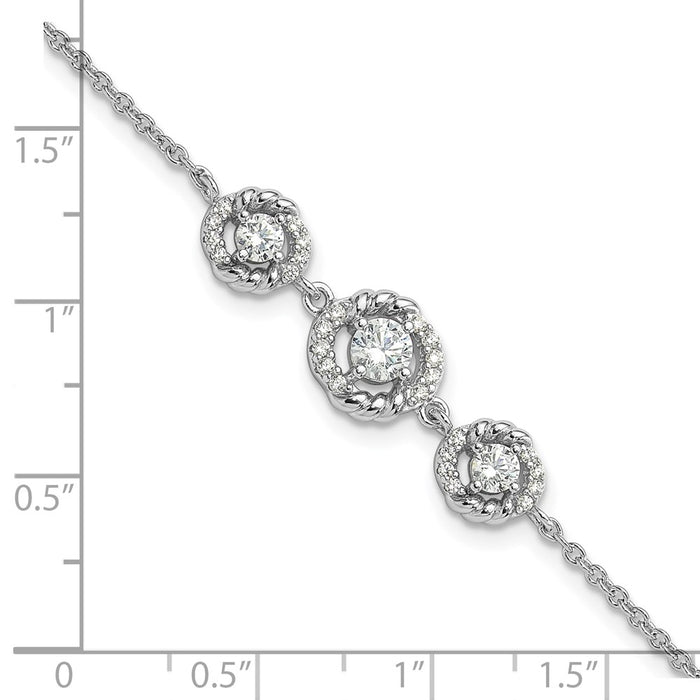 Shop Stylish Rhodium-Plated Sterling Silver Fancy CZ Bracelet - 7" Long, 1" Extender-5