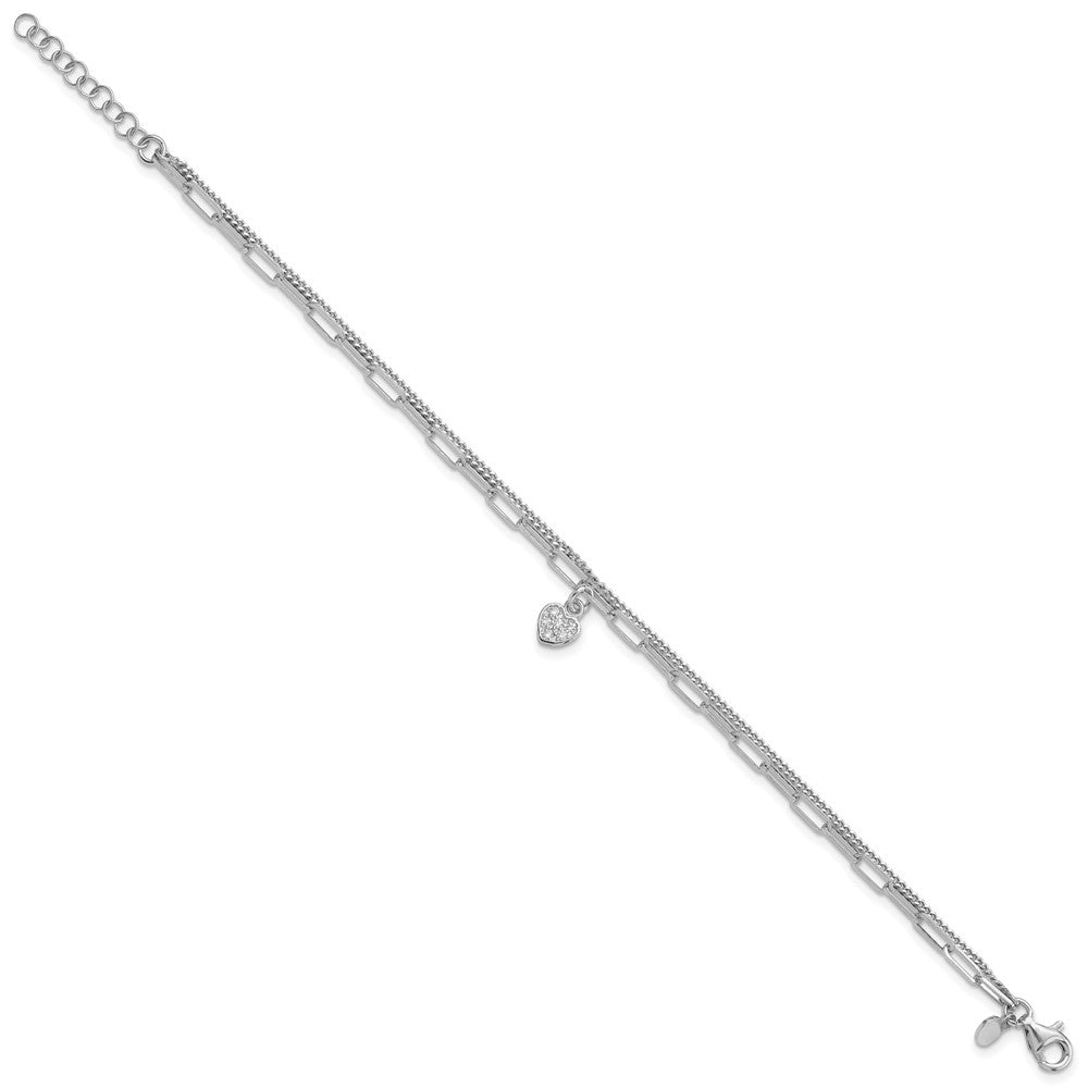 Shop Exclusive Rhodium-Plated Sterling Silver CZ Heart Bracelet - 6.75"