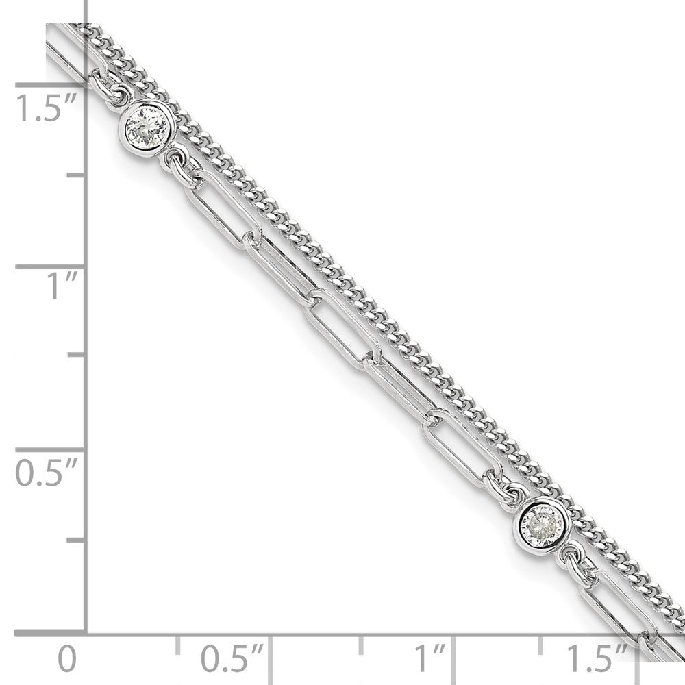 Buy Stylish Sterling Silver Rhodium-Plated CZ Double Strand Bracelet 6.75"