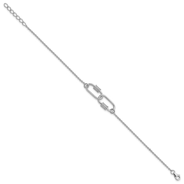 Rhodium-Plated Sterling Silver CZ Bracelet - 7.5 Inches