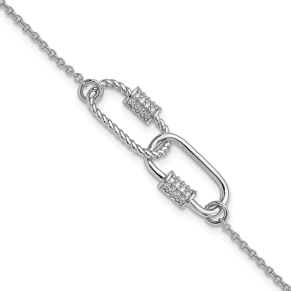 Rhodium-Plated Sterling Silver CZ Bracelet - 7.5 Inches
