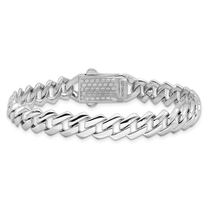 Shop Stylish 7.5" Rhodium-Plated Sterling Silver Monaco Link Bracelet - CZ Clasp-3