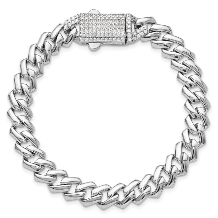 Shop Stylish 7.5" Rhodium-Plated Sterling Silver Monaco Link Bracelet - CZ Clasp-4