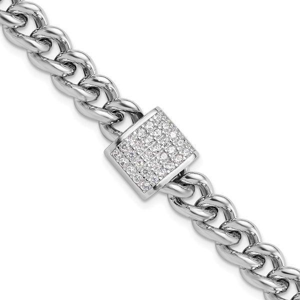 Rhodium-Plated Sterling Silver CZ Bracelet - 7" + 1" Extension - Style GR1-1008530