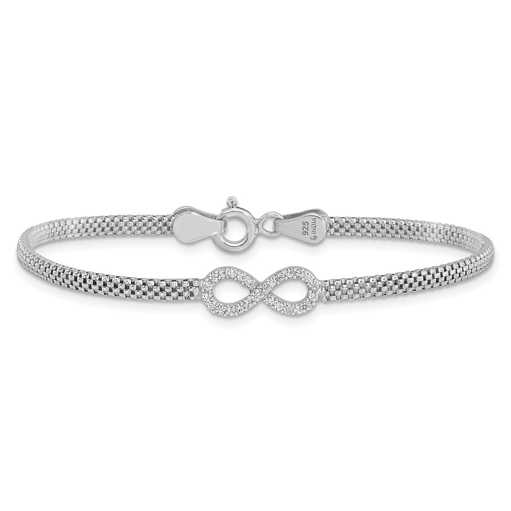 Buy Stylish Polished Sterling Silver Infinity Bracelet for Kids - 6 Inch, CZ