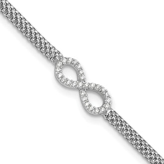 Buy Stylish Polished Sterling Silver Infinity Bracelet for Kids - 6 Inch, CZ