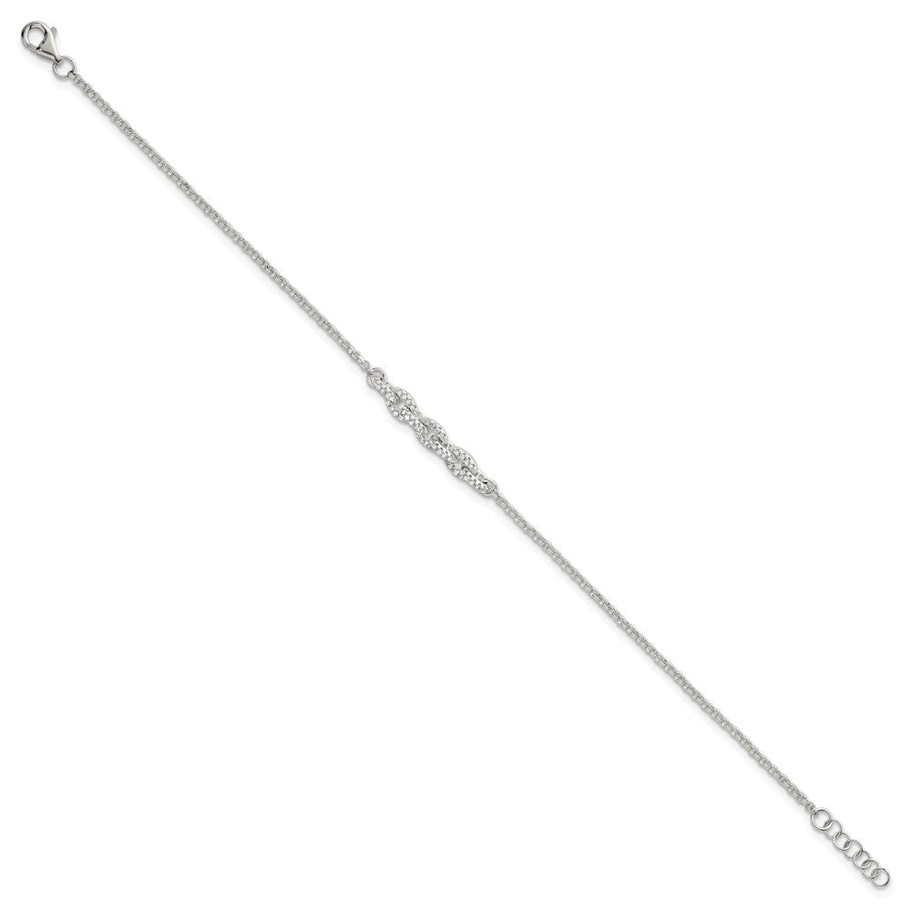 Shop Stylish Polished Sterling Silver Pave CZ Bracelet - 6.75 Inches, Value!
