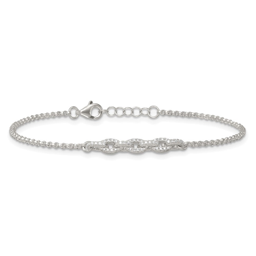 Shop Stylish Polished Sterling Silver Pave CZ Bracelet - 6.75 Inches, Value!