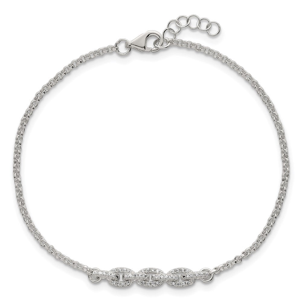 Shop Stylish Polished Sterling Silver Pave CZ Bracelet - 6.75 Inches, Value!