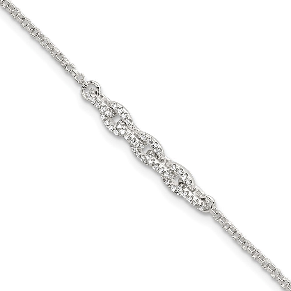 Shop Stylish Polished Sterling Silver Pave CZ Bracelet - 6.75 Inches, Value!
