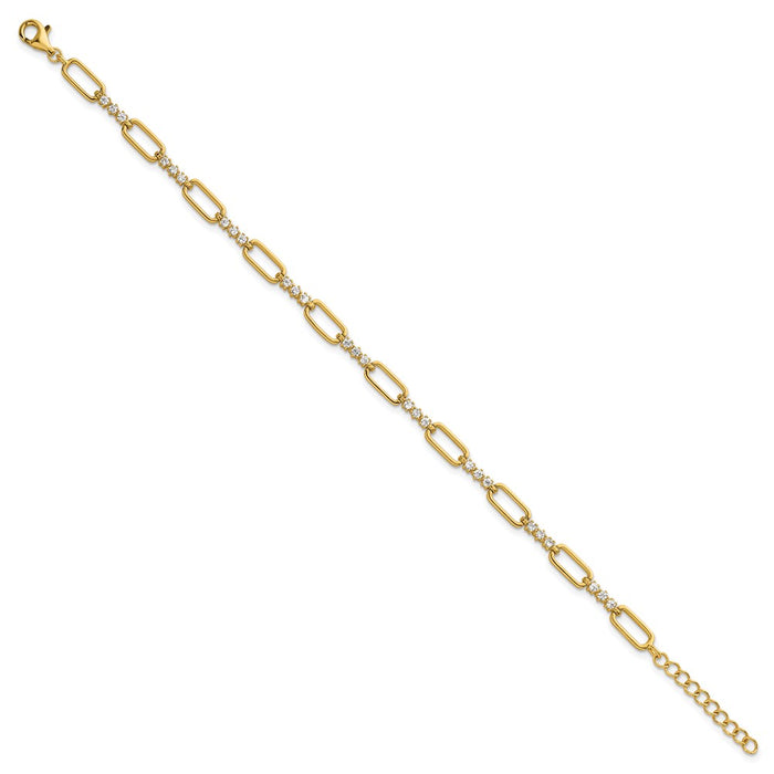 Exclusive 7-Inch Polished Sterling Silver & Gold-Tone CZ Bracelet - Stylish Value-2