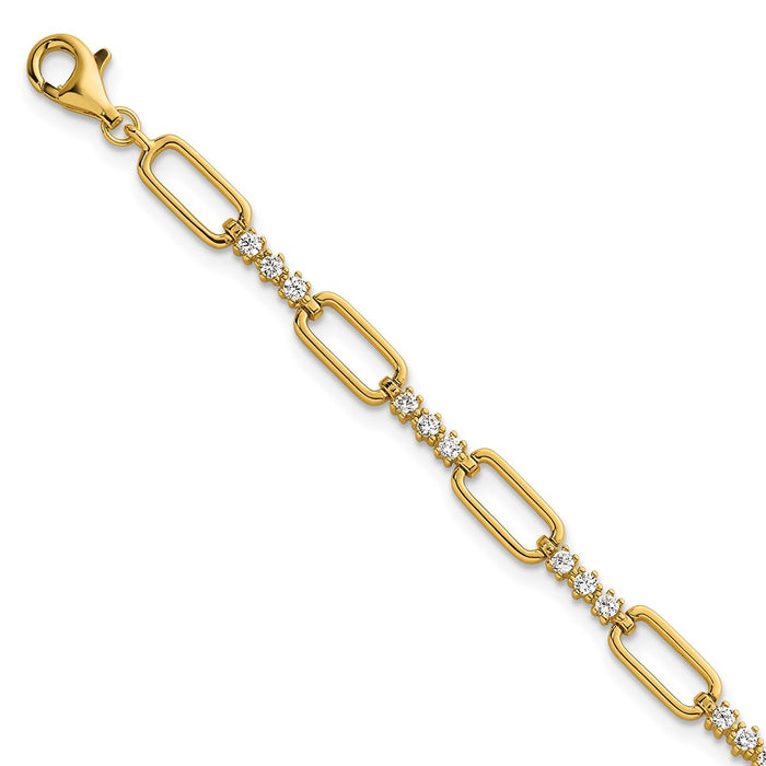 Exclusive 7-Inch Polished Sterling Silver & Gold-Tone CZ Bracelet - Stylish Value-1