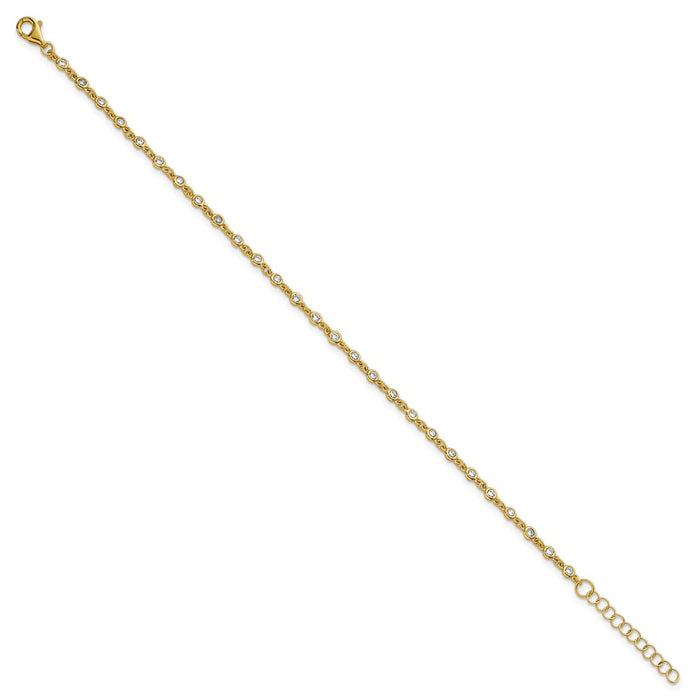 Exclusive 6.5" Polished Sterling Silver Gold-Tone CZ Bracelet - Stylish Value-2