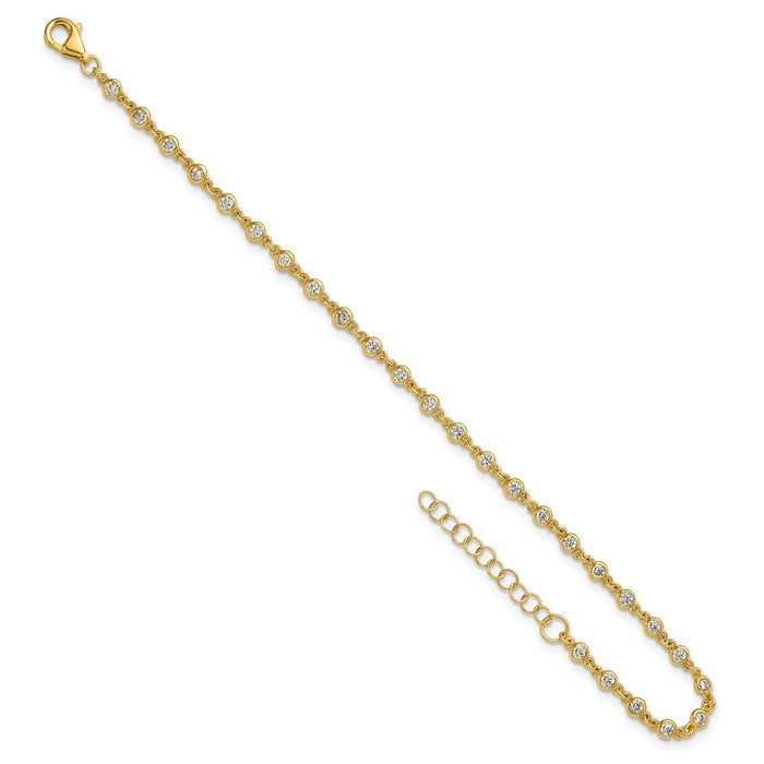 Exclusive 6.5" Polished Sterling Silver Gold-Tone CZ Bracelet - Stylish Value-5