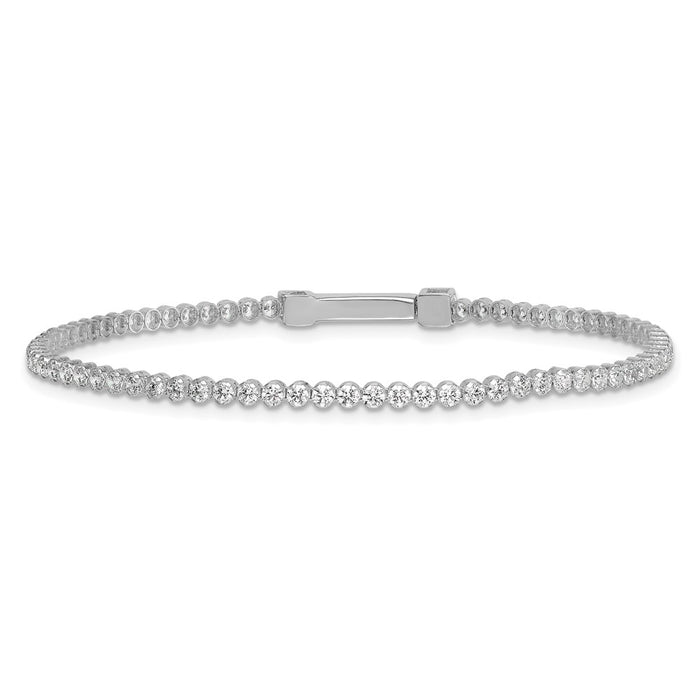 Shop Stylish 2.5mm CZ Tennis Bracelet - 7.5 Inches in Rhodium-Plated Silver-3