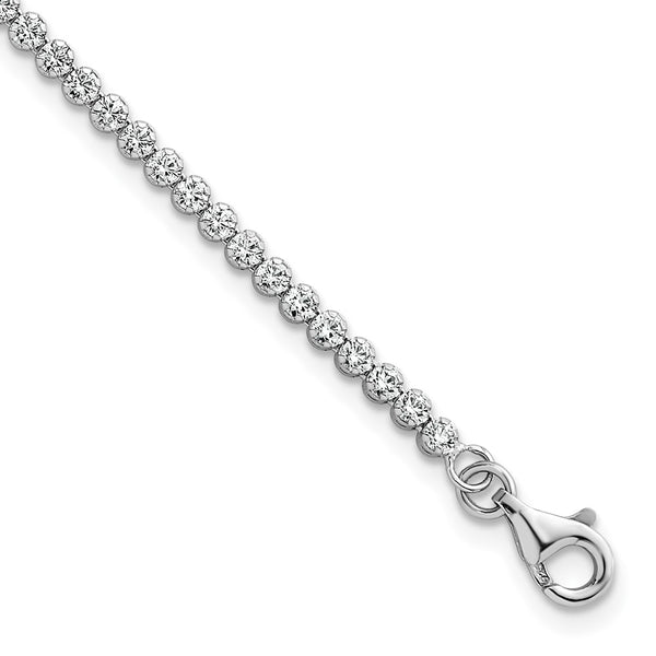 2.5mm CZ Tennis Bracelet in Sterling Silver - 6.25in + Extender