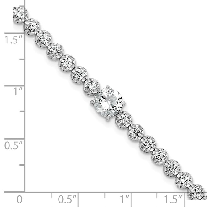 Shop Stylish Polished Fancy Round CZ Bracelet - 7.25" Rhodium-Plated Silver-5