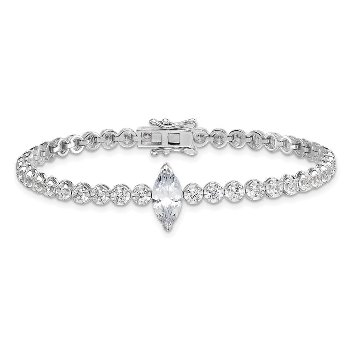 Shop Stylish 7.25-Inch Polished Rhodium-Plated Sterling Silver Bracelet, CZ-3