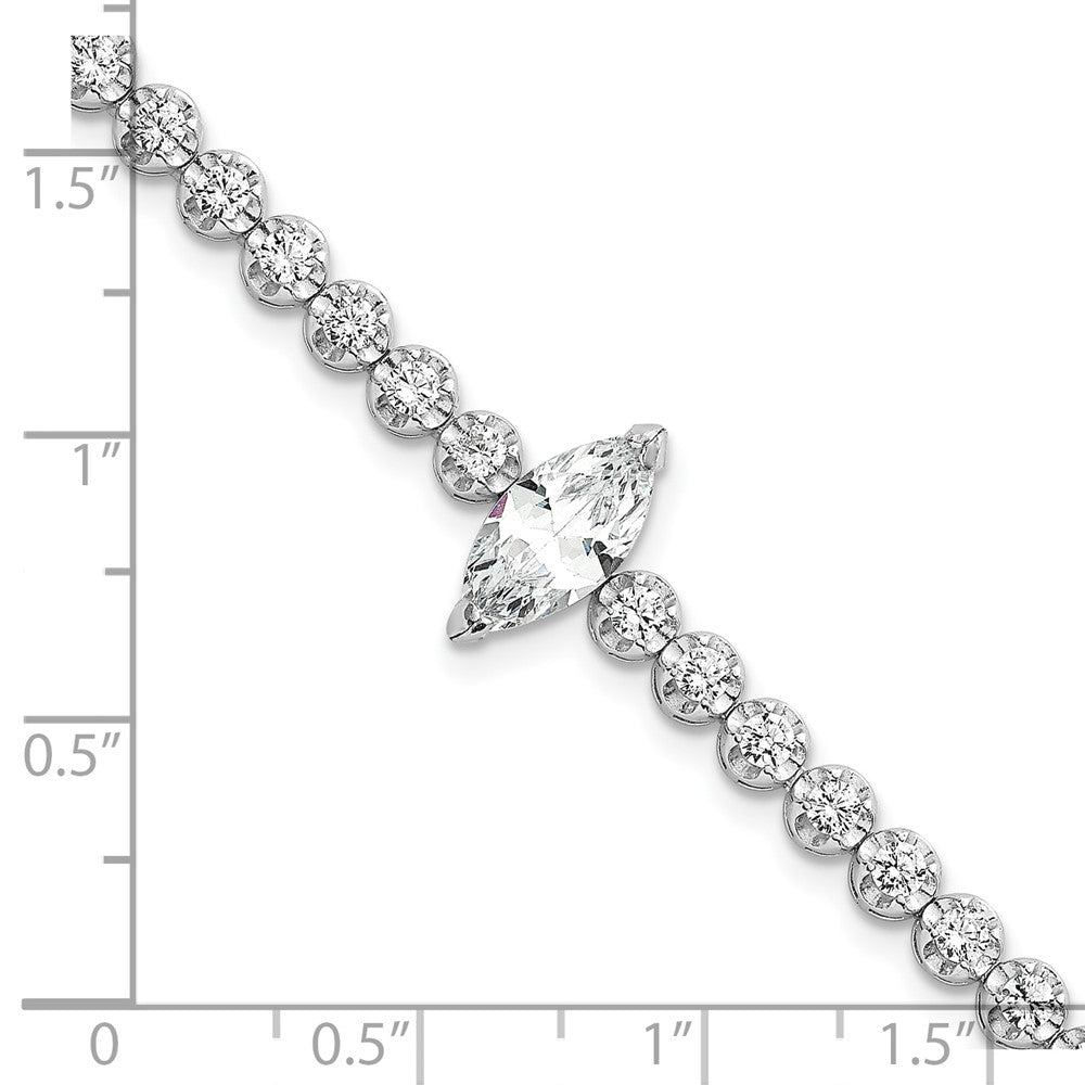 Shop Stylish 7.25-Inch Polished Rhodium-Plated Sterling Silver Bracelet, CZ