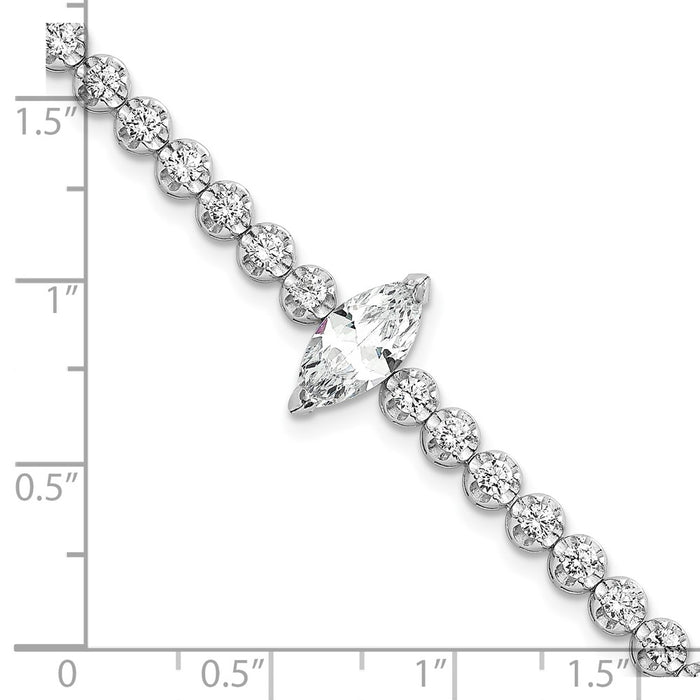Shop Stylish 7.25-Inch Polished Rhodium-Plated Sterling Silver Bracelet, CZ-5