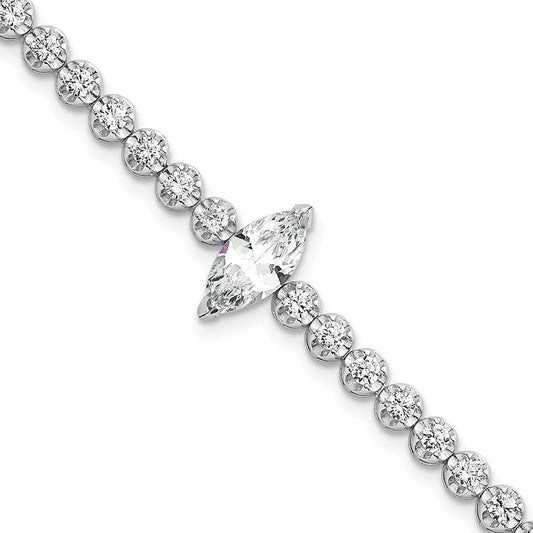 Shop Stylish 7.25-Inch Polished Rhodium-Plated Sterling Silver Bracelet, CZ