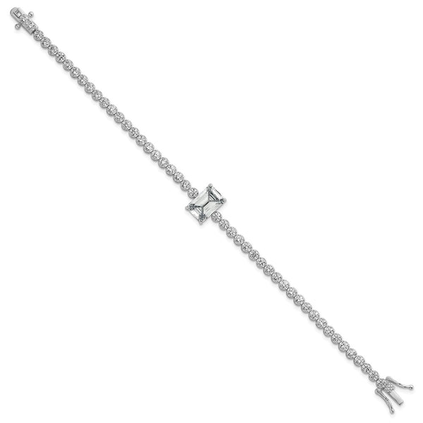 Rhodium-Plated Sterling Silver Bracelet - 7.25 Inches, CZ - Style GR1-1008552