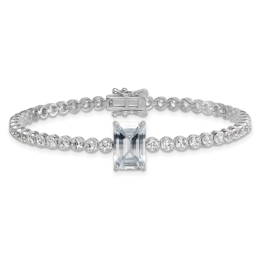 Shop Exclusive Rhodium-Plated Sterling Silver Bracelet - 7.25 Inches, Stylish CZ