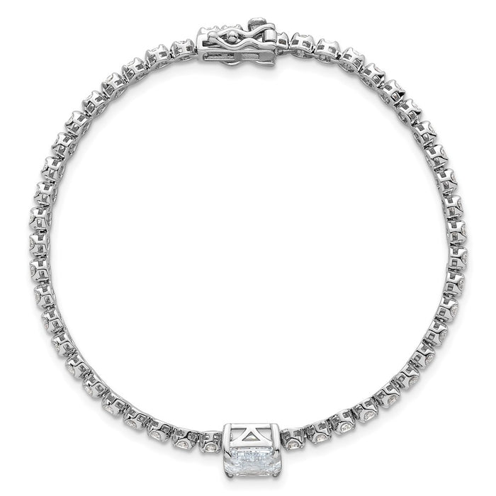 Shop Exclusive Rhodium-Plated Sterling Silver Bracelet - 7.25 Inches, Stylish CZ-4