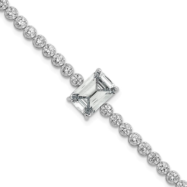 Rhodium-Plated Sterling Silver Bracelet - 7.25 Inches, CZ - Style GR1-1008552