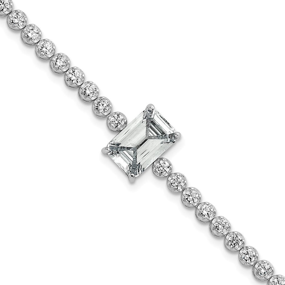 Shop Exclusive Rhodium-Plated Sterling Silver Bracelet - 7.25 Inches, Stylish CZ