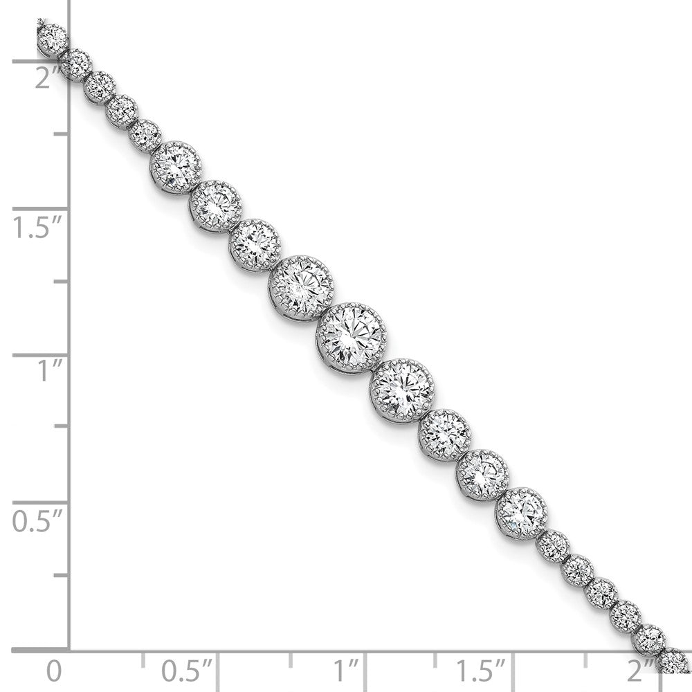 Exclusive Polished CZ Tennis Bracelet - 8 Inch, Rhodium-Plated Silver, Stylish Value