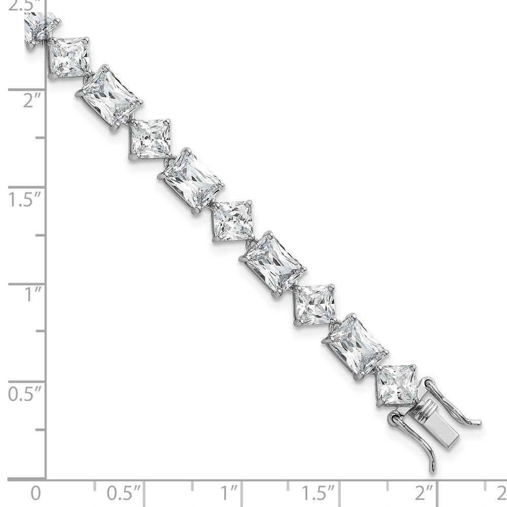 Shop Exclusive 7.25" Polished Sterling Silver Rhodium-Plated Bracelet, Stylish CZ