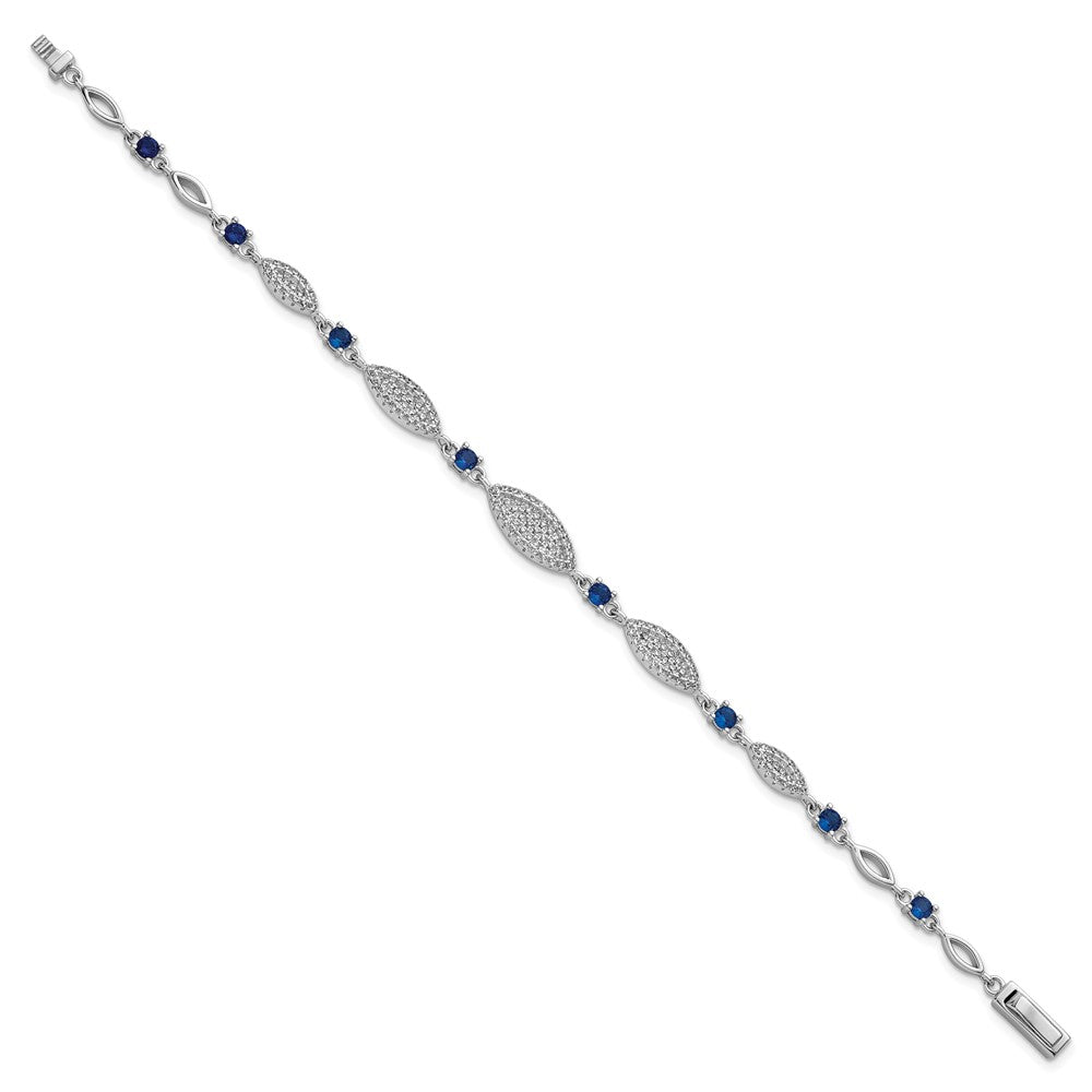 Buy Exclusive Rhodium-Plated Sterling Silver Marquise CZ Bracelet - 7 Inches, Stylish Value!