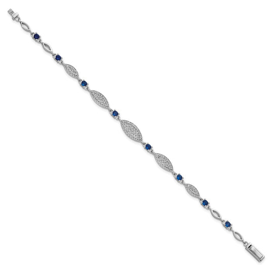 Buy Exclusive Rhodium-Plated Sterling Silver Marquise CZ Bracelet - 7 Inches, Stylish Value!