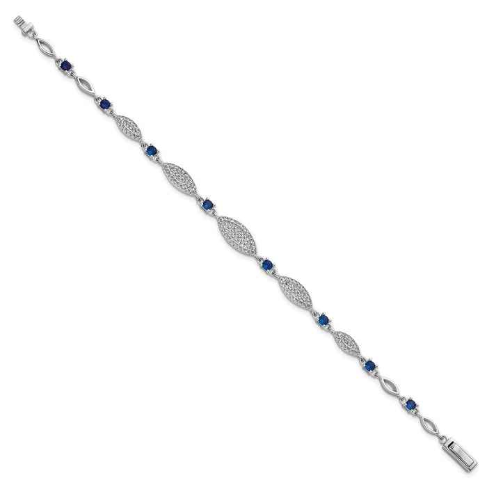 Buy Exclusive Rhodium-Plated Sterling Silver Marquise CZ Bracelet - 7 Inches, Stylish Value!-2