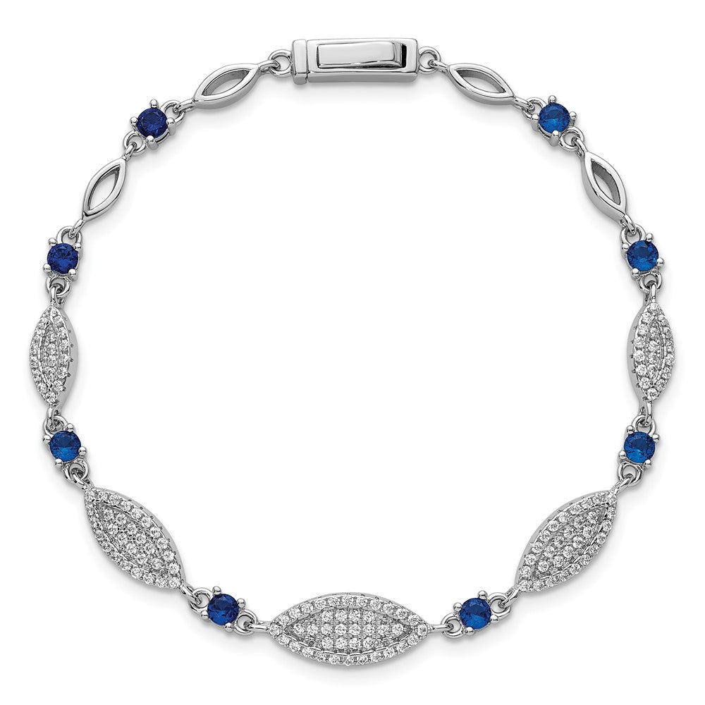 Buy Exclusive Rhodium-Plated Sterling Silver Marquise CZ Bracelet - 7 Inches, Stylish Value!