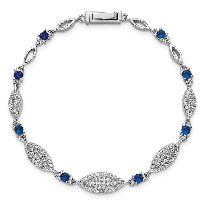 Buy Exclusive Rhodium-Plated Sterling Silver Marquise CZ Bracelet - 7 Inches, Stylish Value!-4