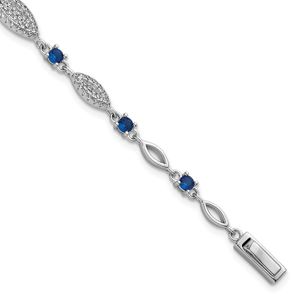 Buy Exclusive Rhodium-Plated Sterling Silver Marquise CZ Bracelet - 7 Inches, Stylish Value!