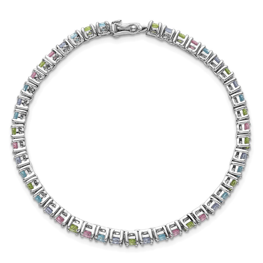 Shop Stylish 7.25-Inch Polished Sterling Silver Bracelet with CZ Gemstones