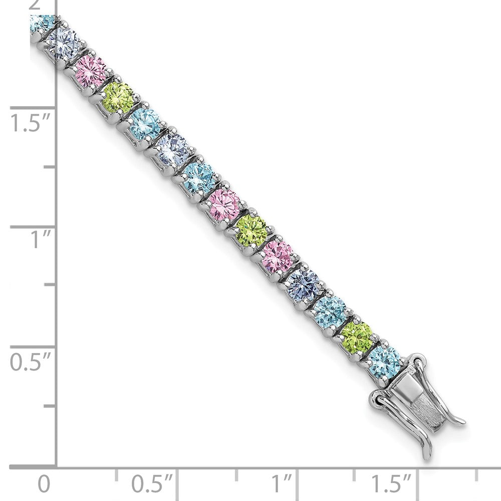 Shop Stylish 7.25-Inch Polished Sterling Silver Bracelet with CZ Gemstones