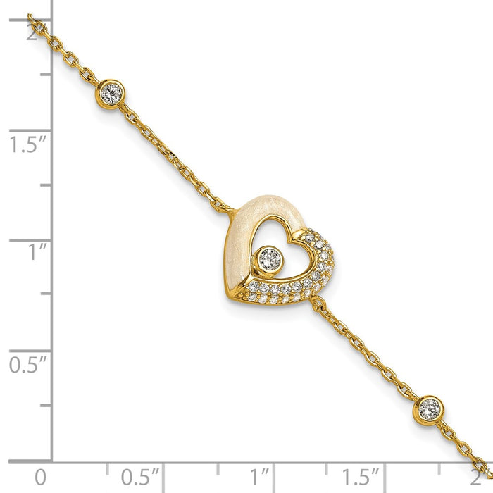 Shop Exclusive Polished Sterling Silver Heart Bracelet - 7" with CZ & Enamel-5