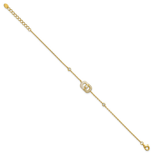 Buy Exclusive 7-Inch Sterling Silver Gold-Tone CZ Bracelet with Enamel & Extension